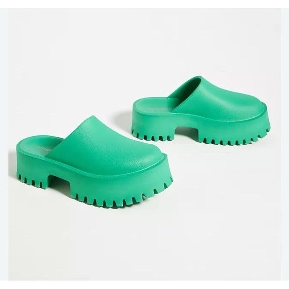Jeffery Campbell Clogge Shoes Green Chunky Rubber Lug Platform Mule Slip On Sz 6 - Picture 1 of 8